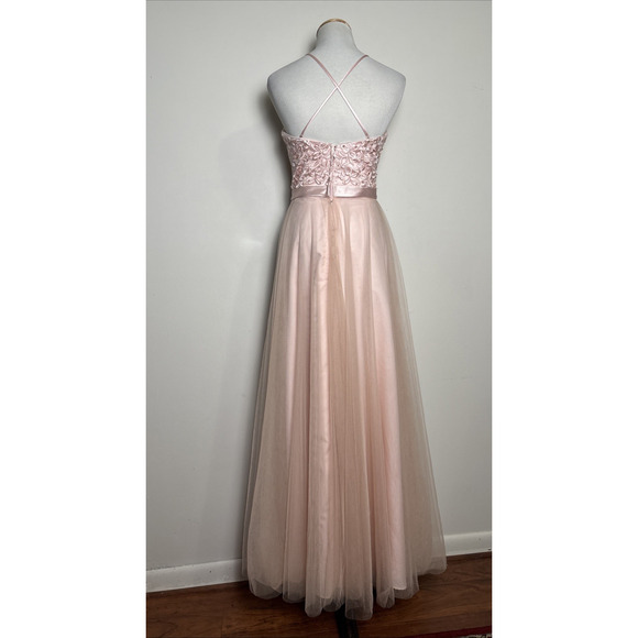 Morilee Pink Formal Dress Sz 4 Halter Top Princess Tulle Skirt Prom Hoco Wedding - Picture 2 of 9